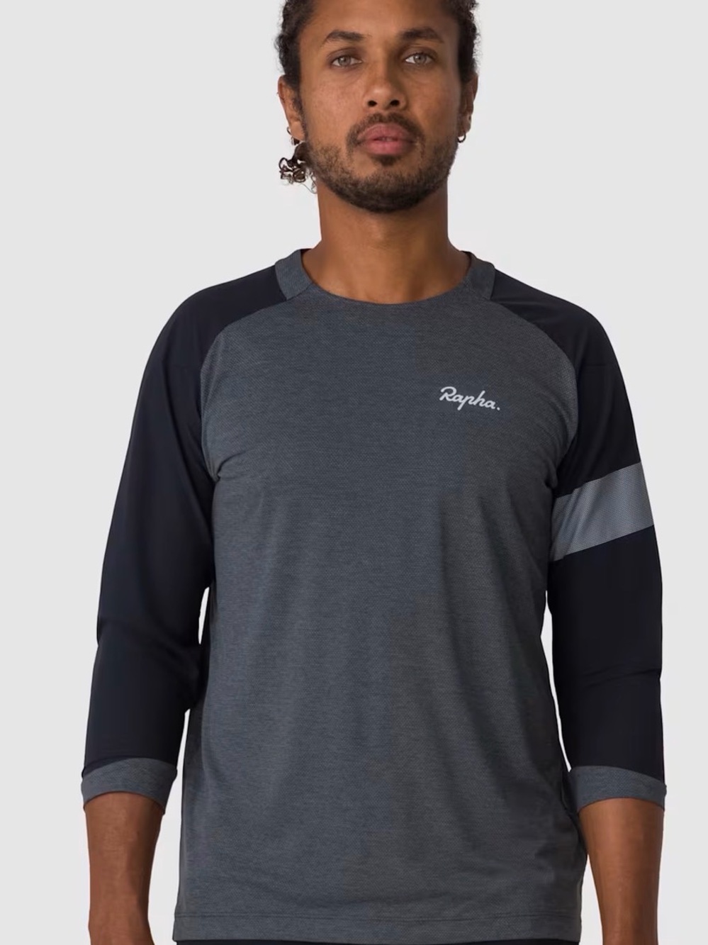 NWOT Rapha Men's Grey and Black 3/4 Sleeve Cycling Jersey